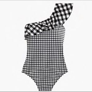 J Crew Gingham Ruffled Swimsuit